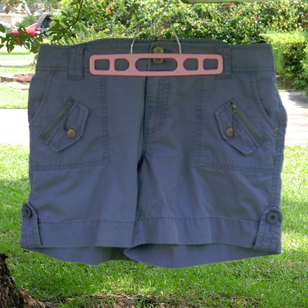 (2) Pair Bundle of Natural Reflections Cotton Shorts Dusty Blue & Olive Size 10